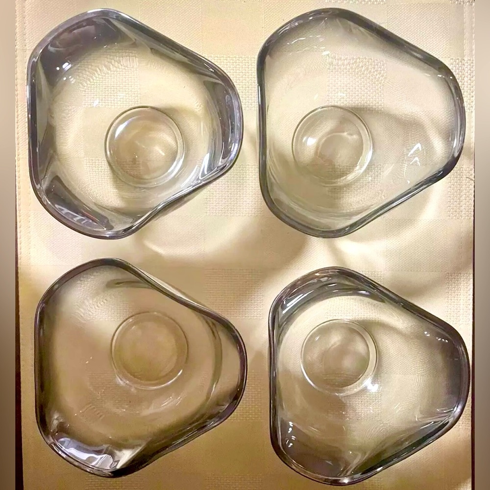Set Of 4 Vintage MCM Vitreon Queens Lusterware Ombre Silver Bowls 5 1/4”